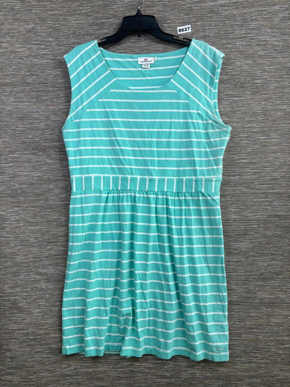 Vineyard Vines Women’s XL Aqua White Striped Sleeveless Fit & Flare Dress